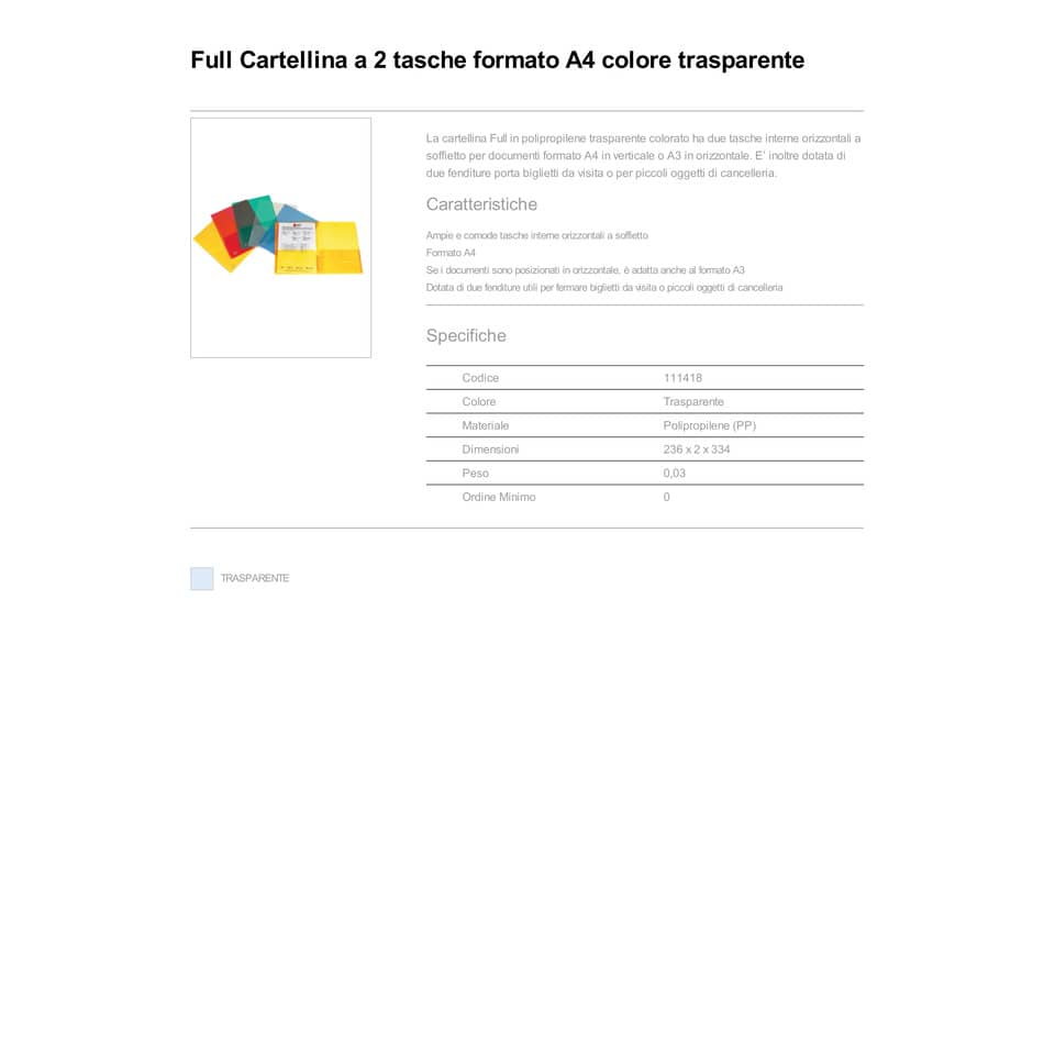 Cartellina con tasca King Mec Full A4 21x29,7 cm trasparente 111418