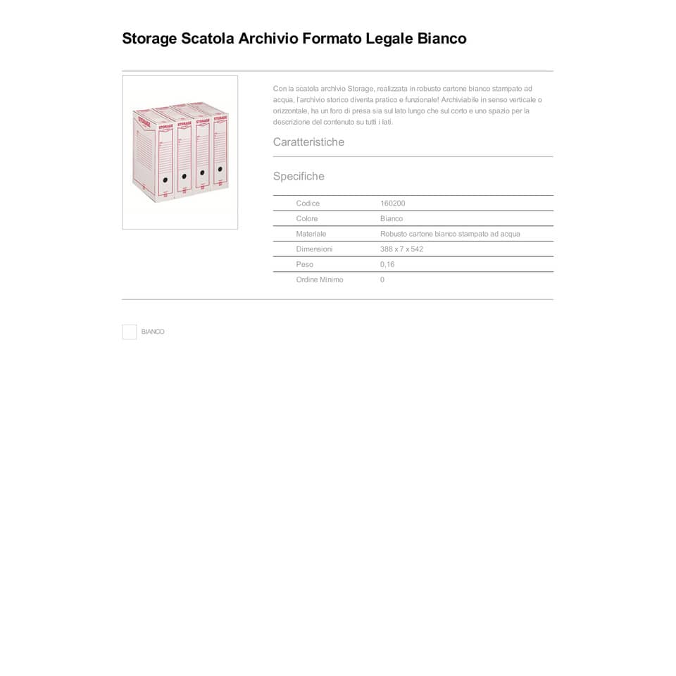 Scatola archivio King Mec Storage Legale 9x37x26 cm bianco 160200