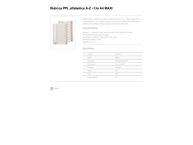 Divisori per rubrica Esselte alfabetica A-Z A4 maxi 100129