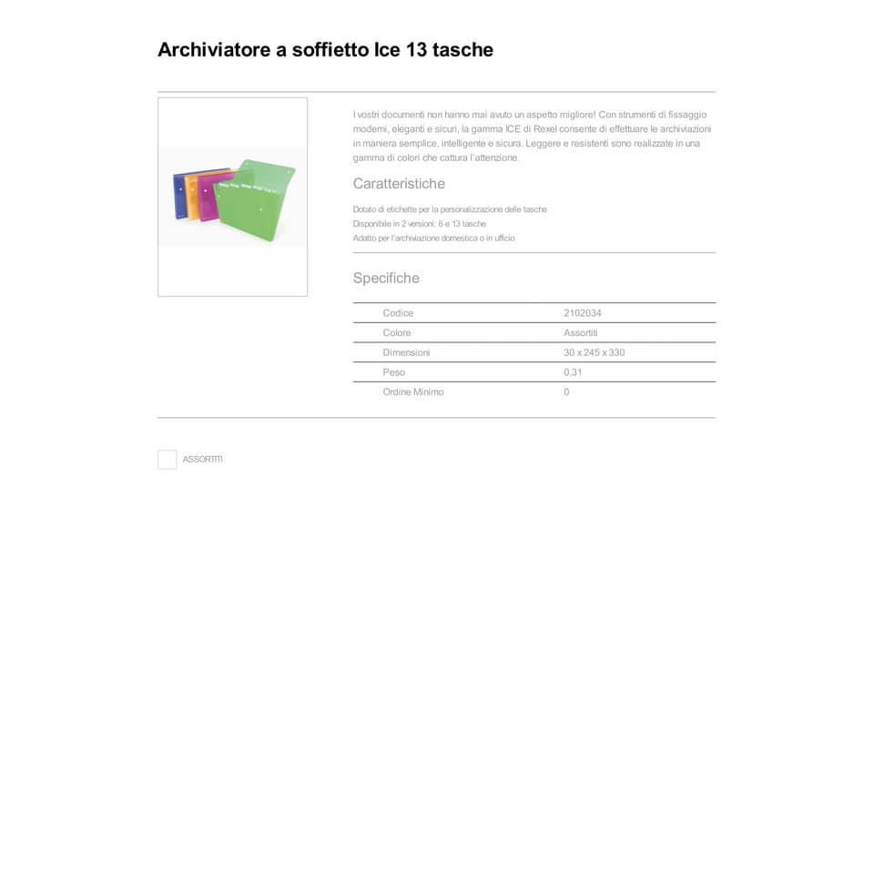 Archiviatore a soffietto Rexel Ice 13 tasche A4 assortiti 2102034