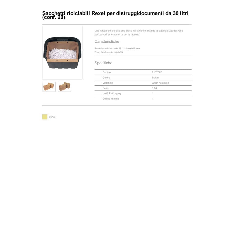 Sacchetti riciclabili distruggidocumenti Rexel 30 L conf. da 20 - 2102063
