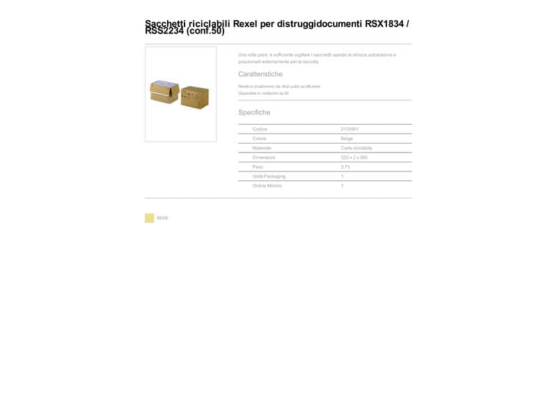 Sacchetti riciclabili per distruggidocumenti Rexel 34 L conf. da 50 - 2105901