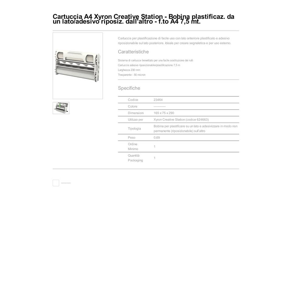 Cartuccia per plastificazione a freddo XYRON A4 23 cm x 7,5 m (80 micron) 23464