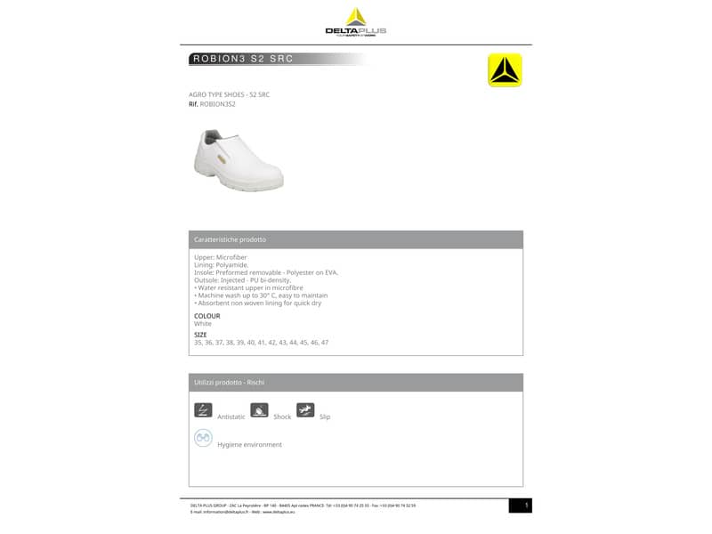 Scarpe da lavoro DELTA PLUS basse Robion S2 - microfibra bianco - 40 ROBI3S2BC40