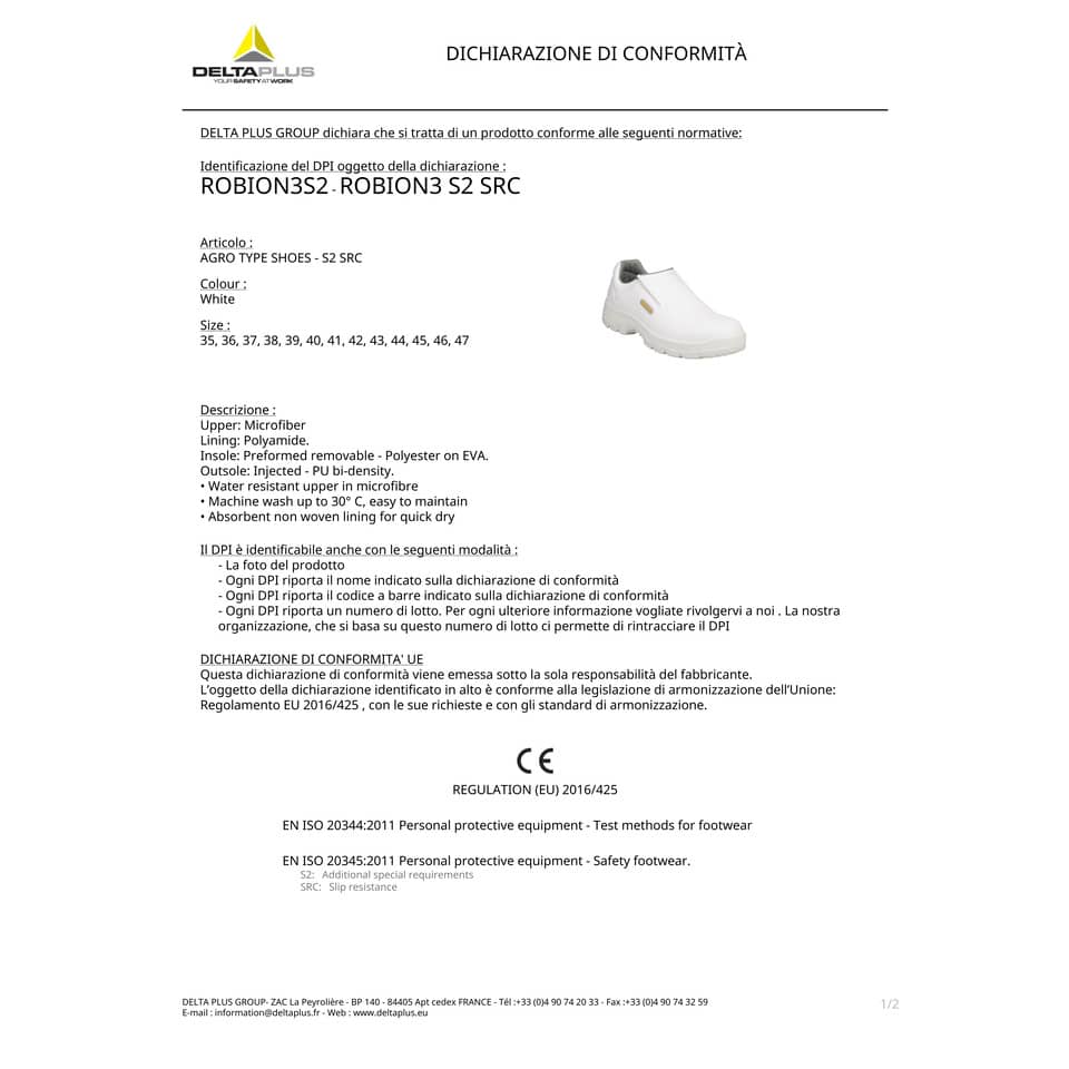 Scarpe da lavoro DELTA PLUS basse Robion S2 - microfibra bianco - 45 ROBI3S2BC45