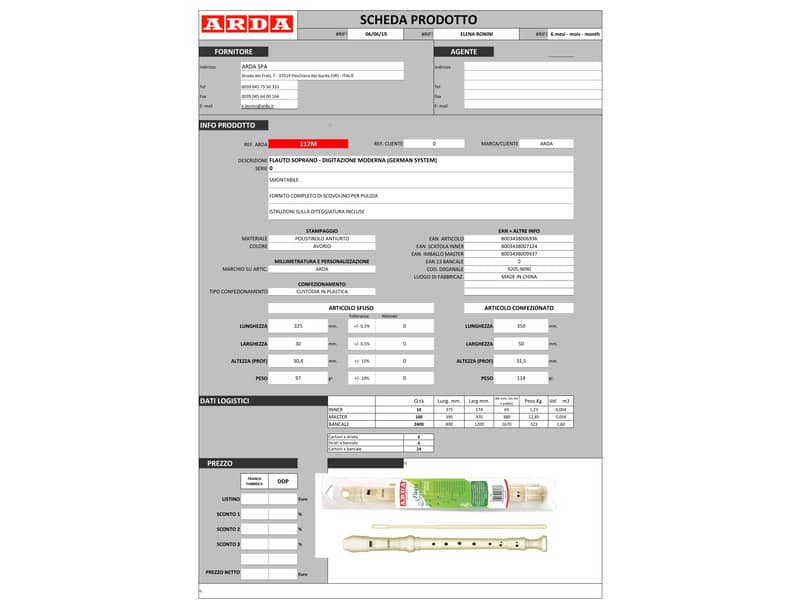 Flauto soprano ARDA smontabile  117M