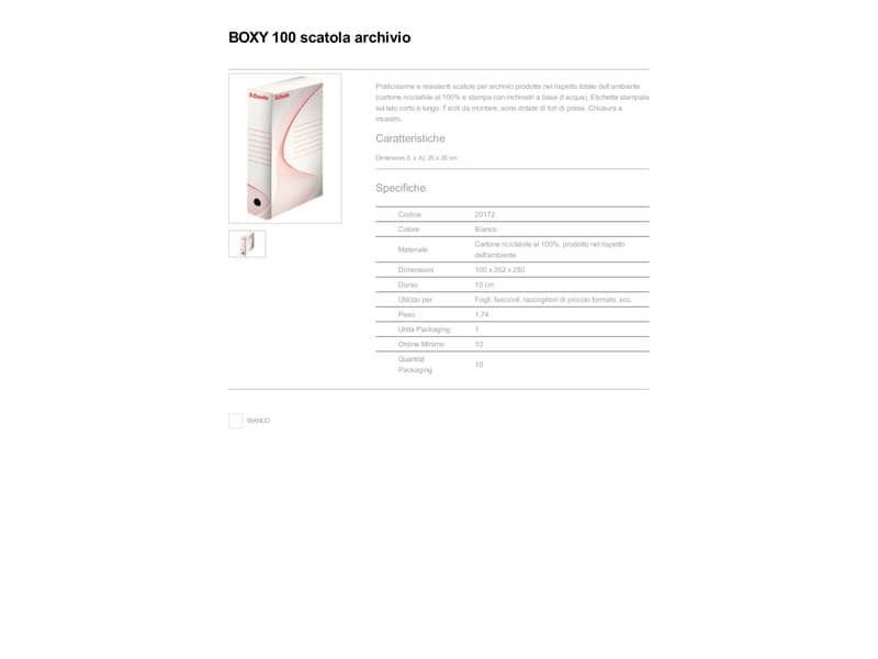 Scatola archivio Esselte Boxy 100 bianco/rosso 25x35x10 cm 20172