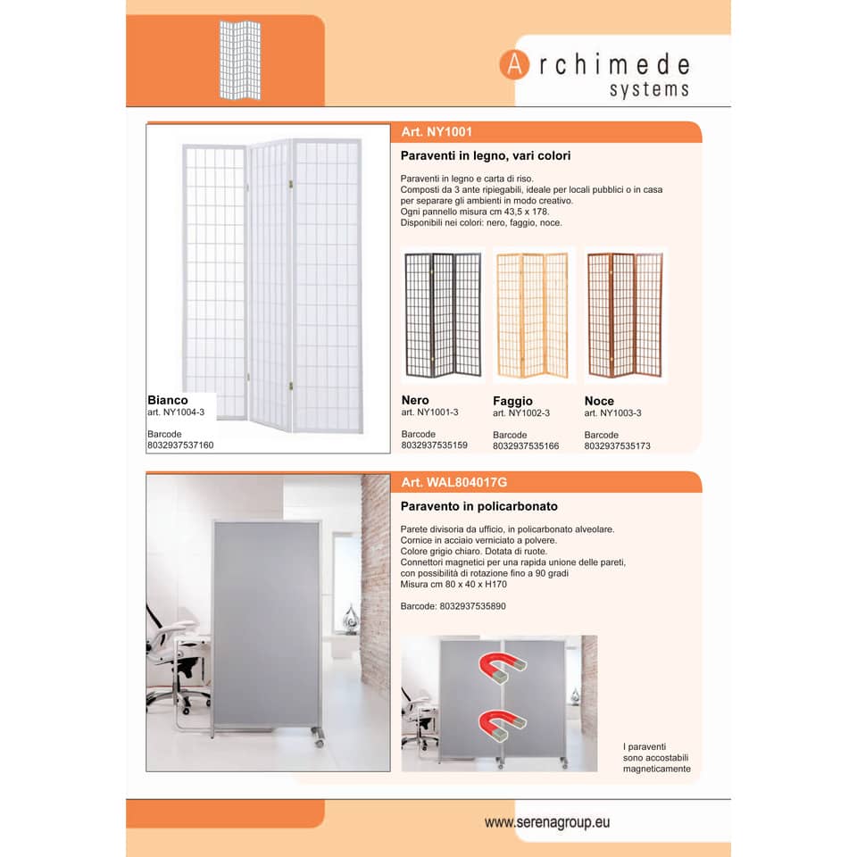 Paravento a 3 ante Serena Group in legno e carta di riso faggio 130,5x178 cm NY1002-3