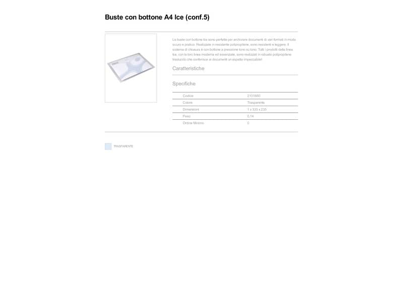 Busta trasparente con bottone Rexel Ice A4 trasparente conf. da 5 pezzi - 2101660