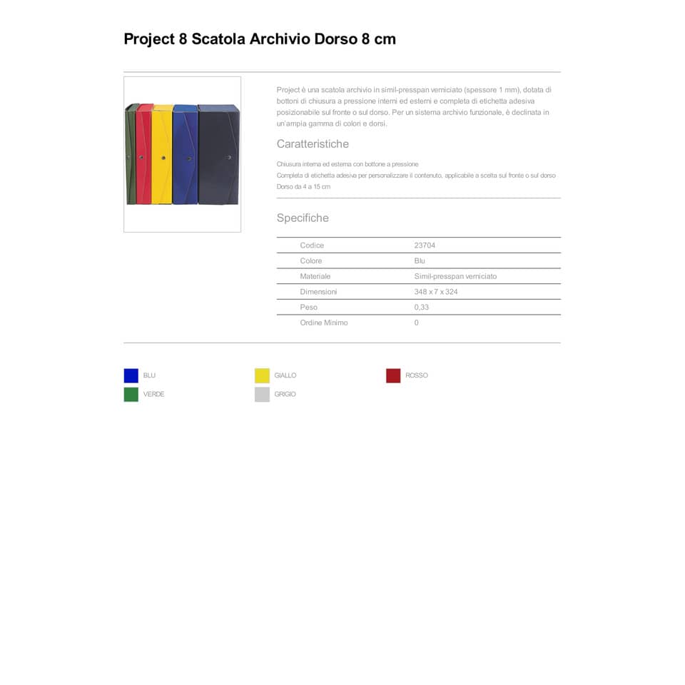 Scatola archivio King Mec Project - dorso 8 - 26x36 cm blu 23704