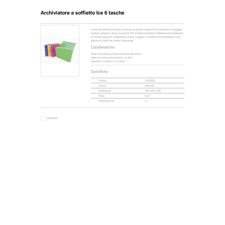 Archiviatore a soffietto Rexel Ice 6 tasche A4 assortiti 2102032