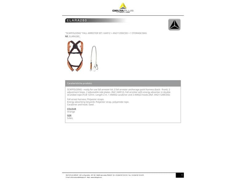 Kit anti-caduta ponteggi DELTA PLUS pronto all'uso arancio - ELARA280