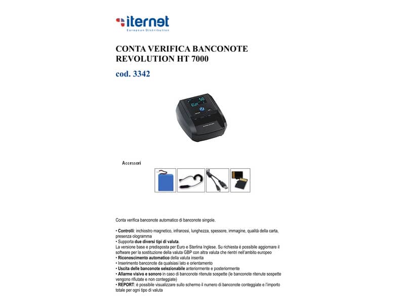 Conta-verifica banconote Holenburg REVOLUTION HT7000 controlli MG, IR, DD, CIS, OLOGRAMMA