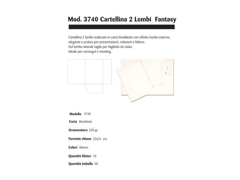 Cartelline a 2 lembi 4Mat A4 in bindakote 250 g/m² con alloggio biglietti da visita  cf. da 10 pz - 3740