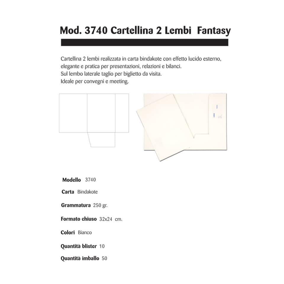 Cartelline a 2 lembi 4Mat A4 in bindakote 250 g/m² con alloggio biglietti da visita  cf. da 10 pz - 3740