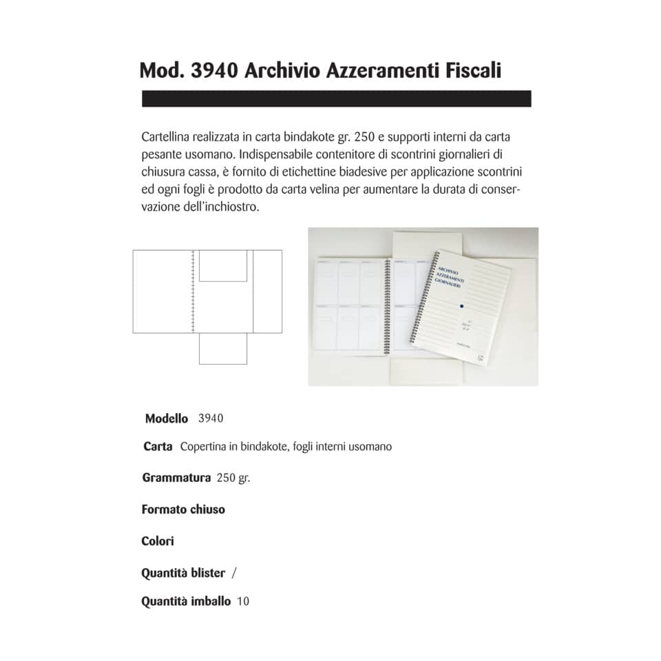 Cartellina 4Mat A4 in bindakote per azzeramenti fiscali 250 g/m² bianco 3940