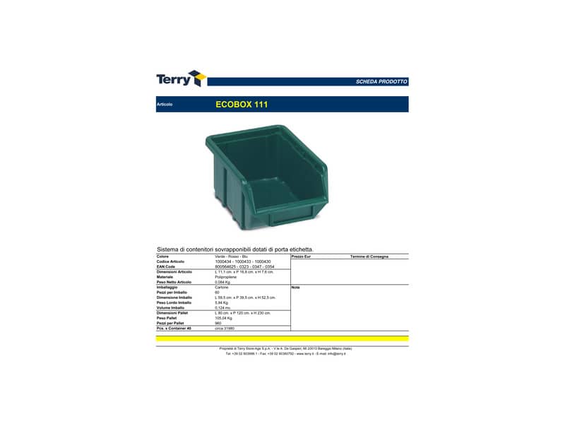 Contenitore sovrapponibile Terry Eco Box 111 verde - 11,1x16,8x7,6 cm 1000434