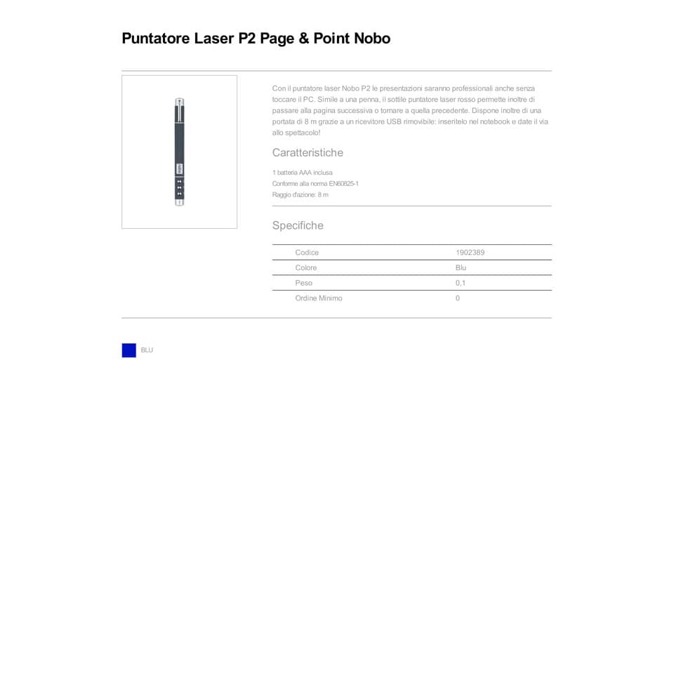 Puntatore laser Nobo P2 Page&Point portata 8 mt blu - 1902389