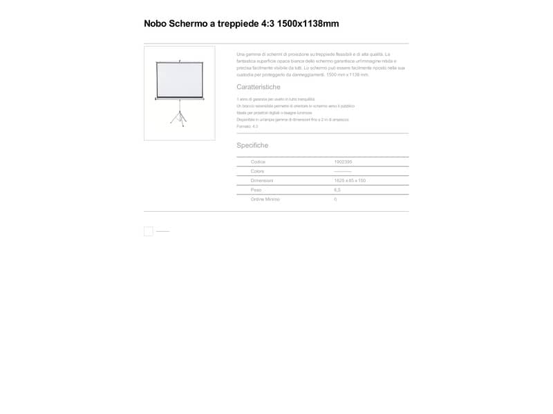 Schermo a treppiede 4:3 Nobo 150x113,8 cm 1902395