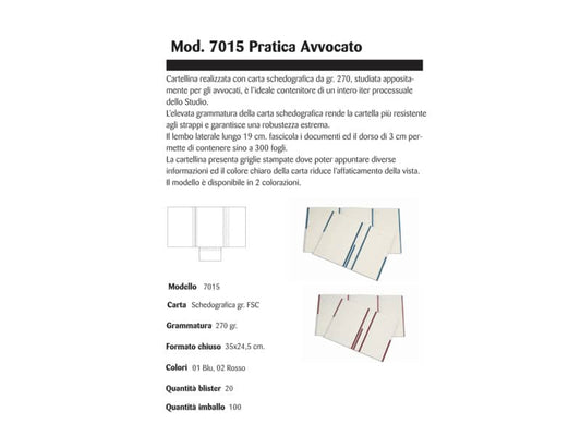 Cartelline a 2 lembi 4Pro A4 in carta schedografica 270 g/m² dorso 3 cm rosso conf. da 20 pezzi - 7015 02