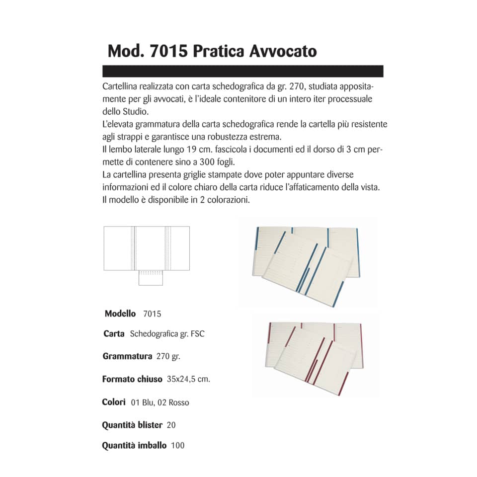 Cartelline a 2 lembi 4Pro A4 in carta schedografica 270 g/m² dorso 3 cm rosso conf. da 20 pezzi - 7015 02