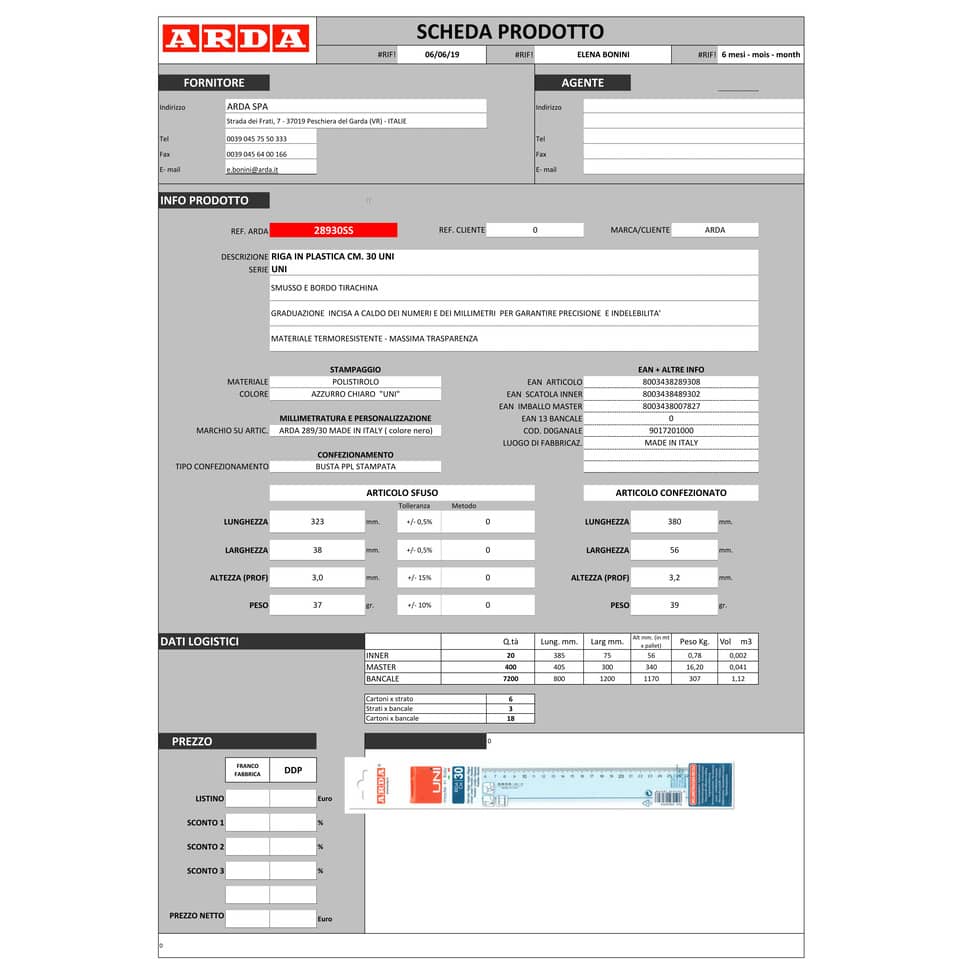 Riga ARDA Uni polistirolo termoresistente fumé ottico trasparente 30cm - 28930SS