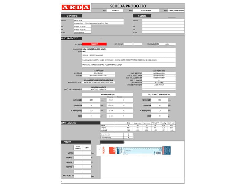 Riga ARDA Uni polistirolo termoresistente fumé ottico trasparente 30cm - 28930SS