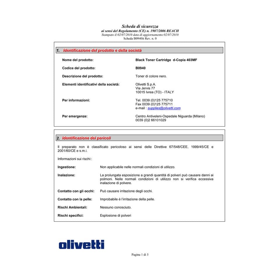 Toner Olivetti nero  B0940
