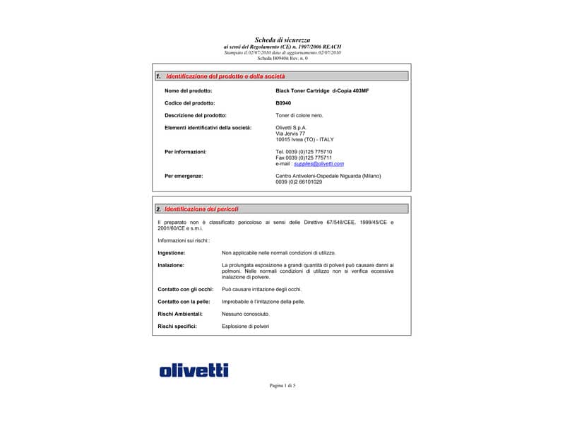 Toner Olivetti nero  B0940