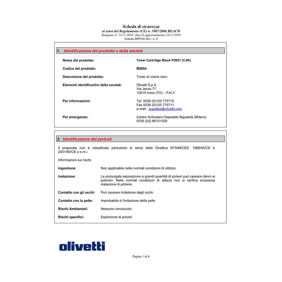 Toner Olivetti nero  B0954