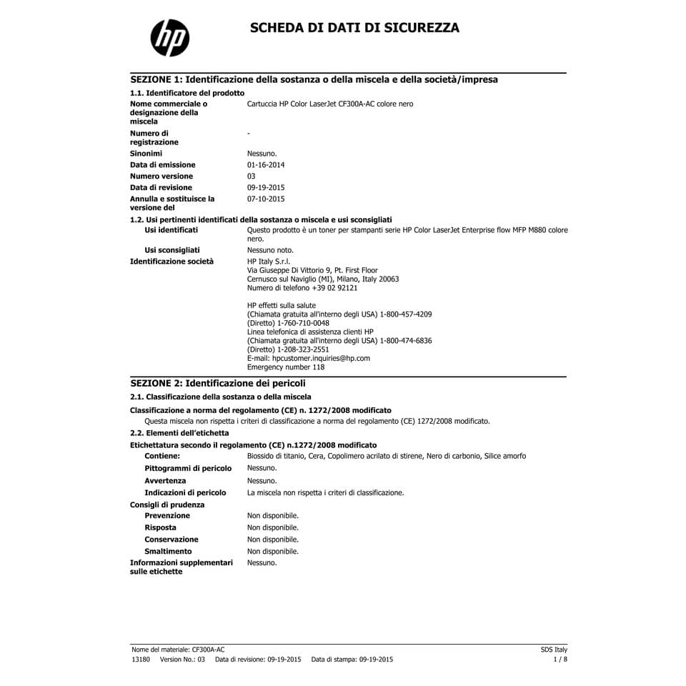 Toner 827A HP nero standard CF300A