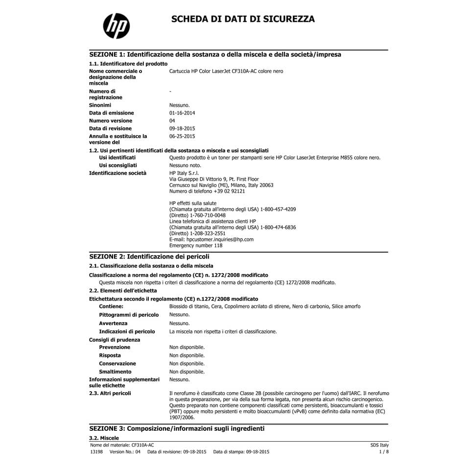 Toner 826A HP nero standard CF310A