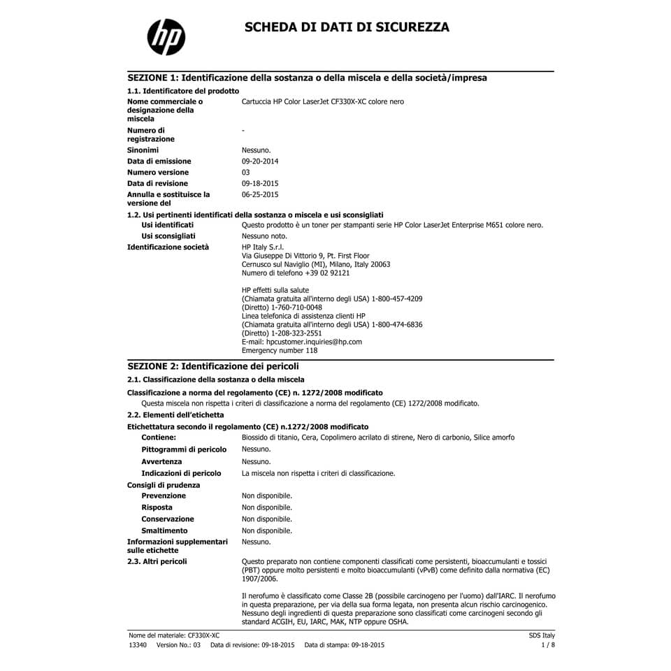 Toner alta capacità 654X HP nero  CF330X