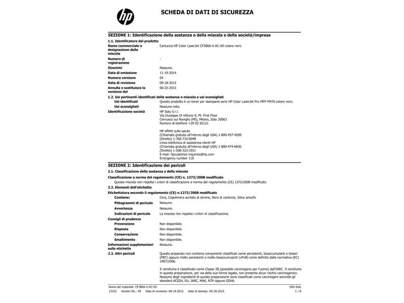 Toner alta capacità 312X HP nero  CF380X