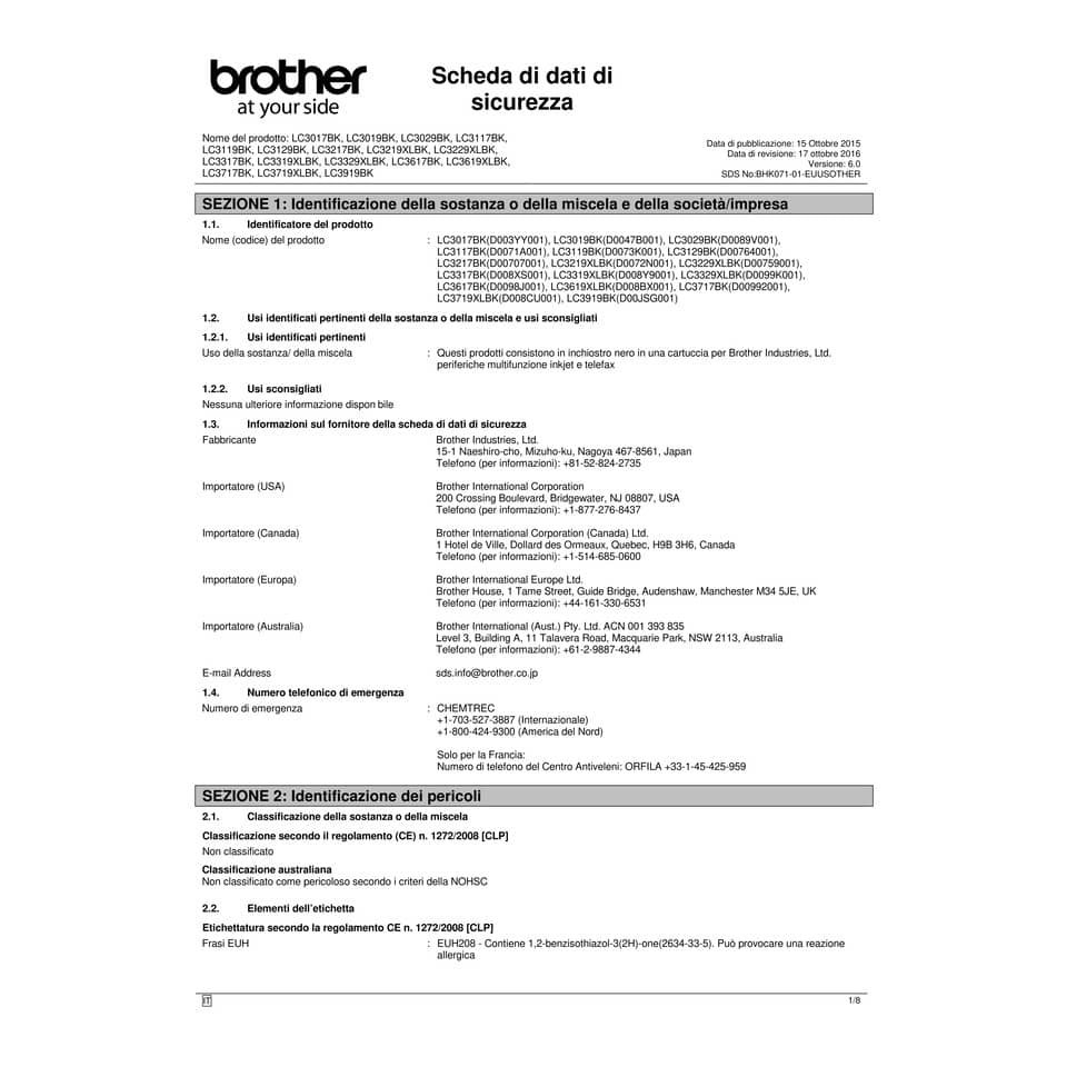 Cartuccia inkjet alta resa Brother nero  LC-3219XLBK