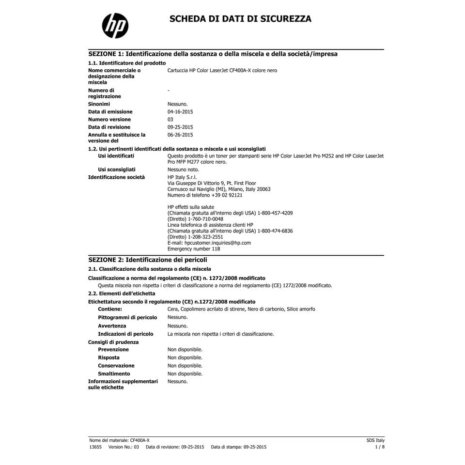 Toner 201A HP nero  CF400A