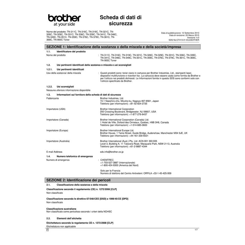 Toner alta capacità 327 Brother ciano  TN-326C