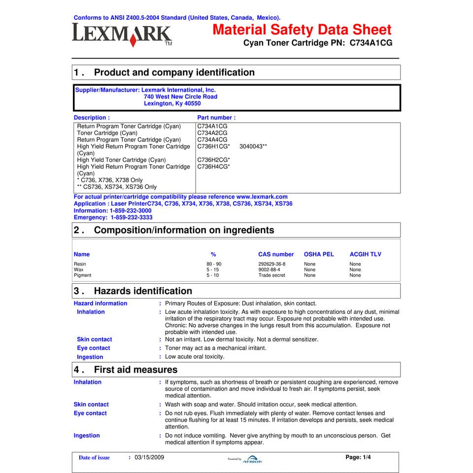 Toner return program Lexmark ciano  C734A1CG