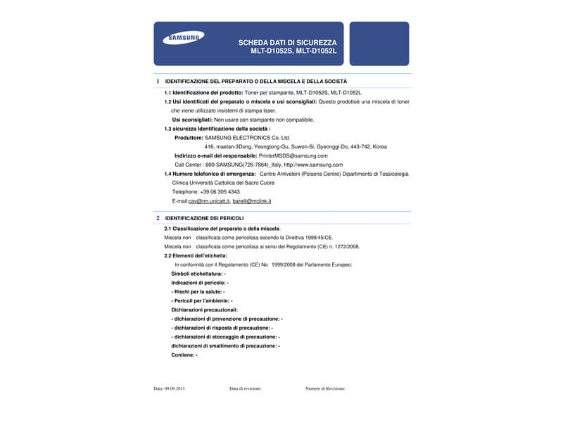 Toner alta capacità MLT-D1052L Samsung nero SU758A