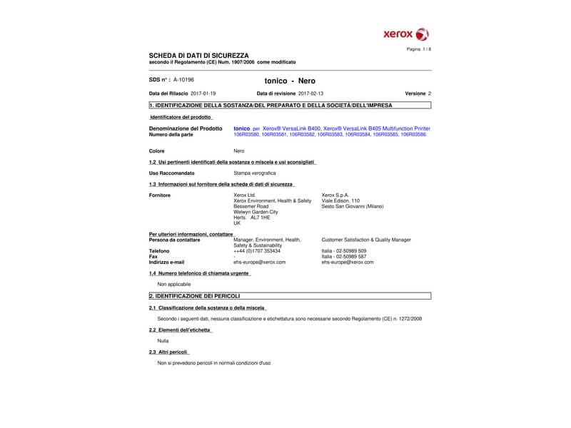 Toner standard Xerox nero  106R03580