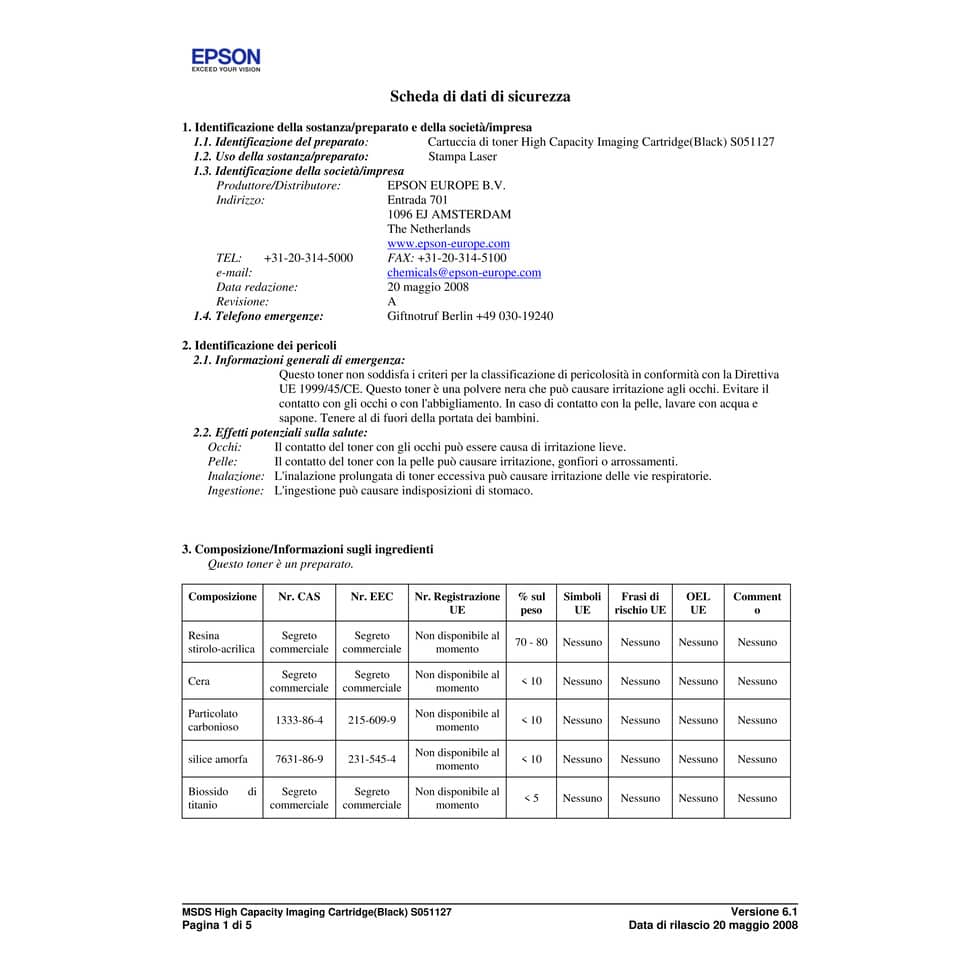 Unità immagine alta capacità 1127 Epson nero C13S051127
