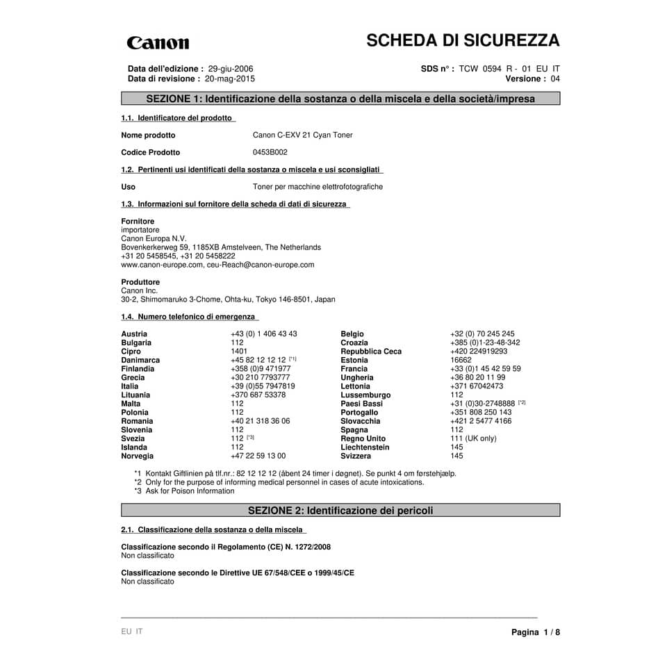 Toner C-EXV21C Canon ciano  0453B002AA