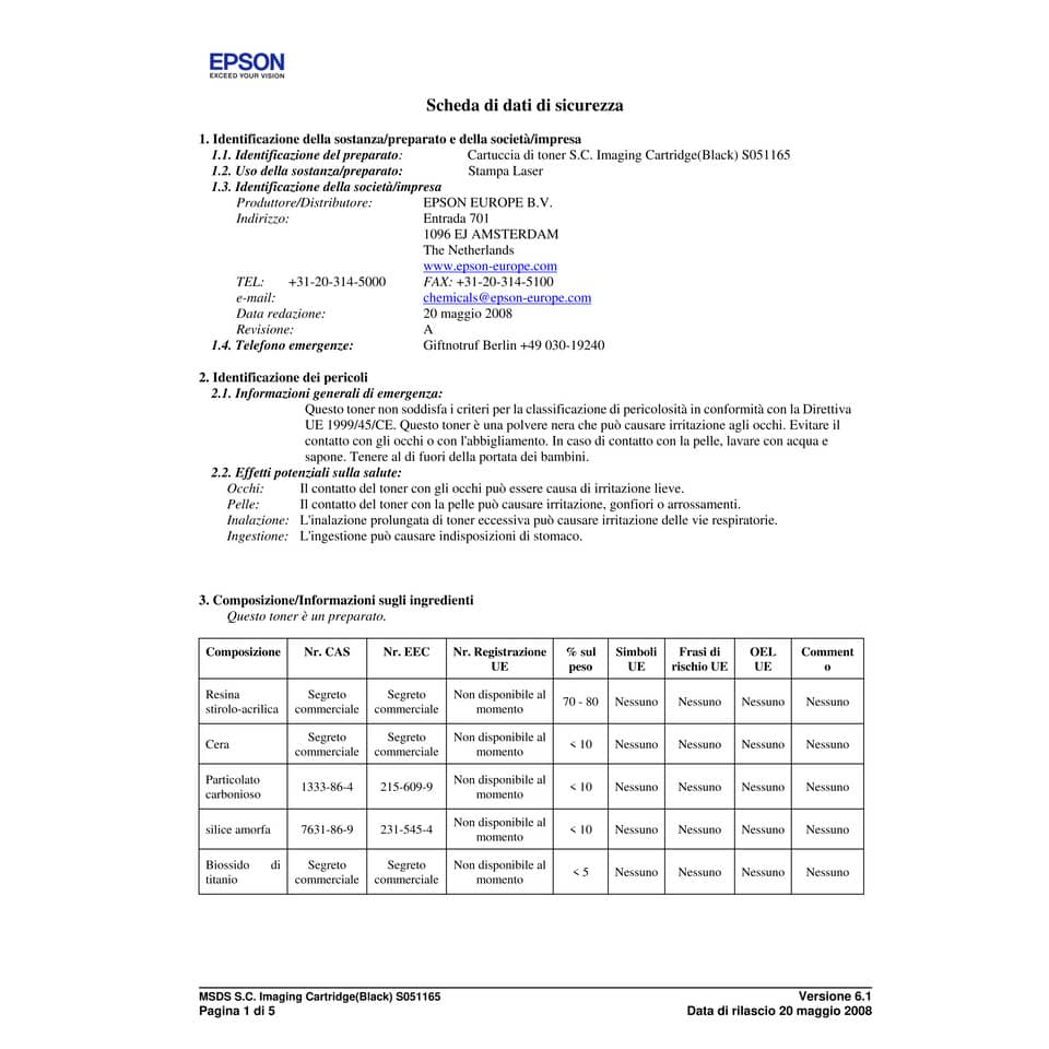 Unità immagine 1165 Epson nero  C13S051165