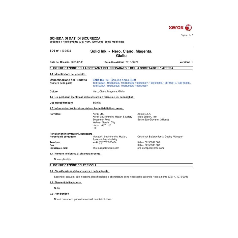 Stick solid ink Xerox nero  Conf. 6 - 108R00608