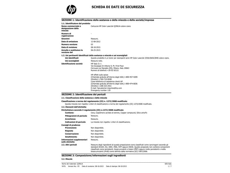Toner standard 122A HP ciano  Q3961A
