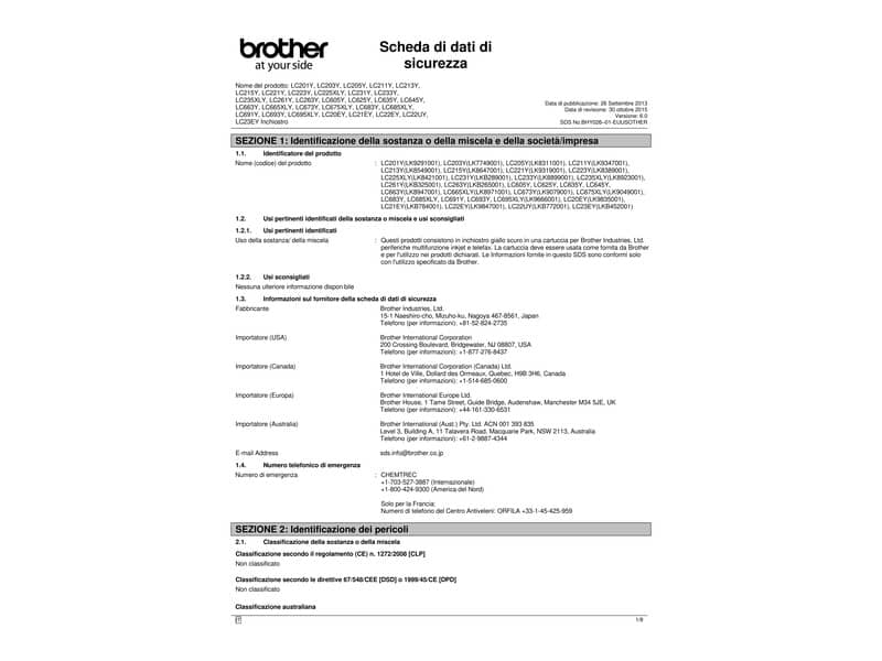 Cartuccia inkjet uso moderato LC-221 Brother giallo LC-221Y