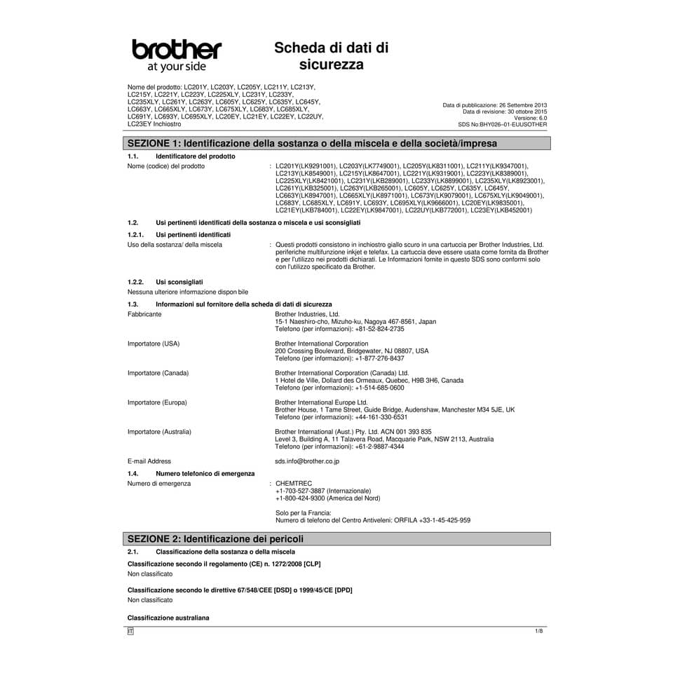 Cartuccia inkjet uso moderato LC-221 Brother giallo LC-221Y