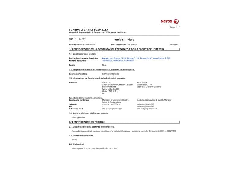 Toner Xerox nero  109R00725
