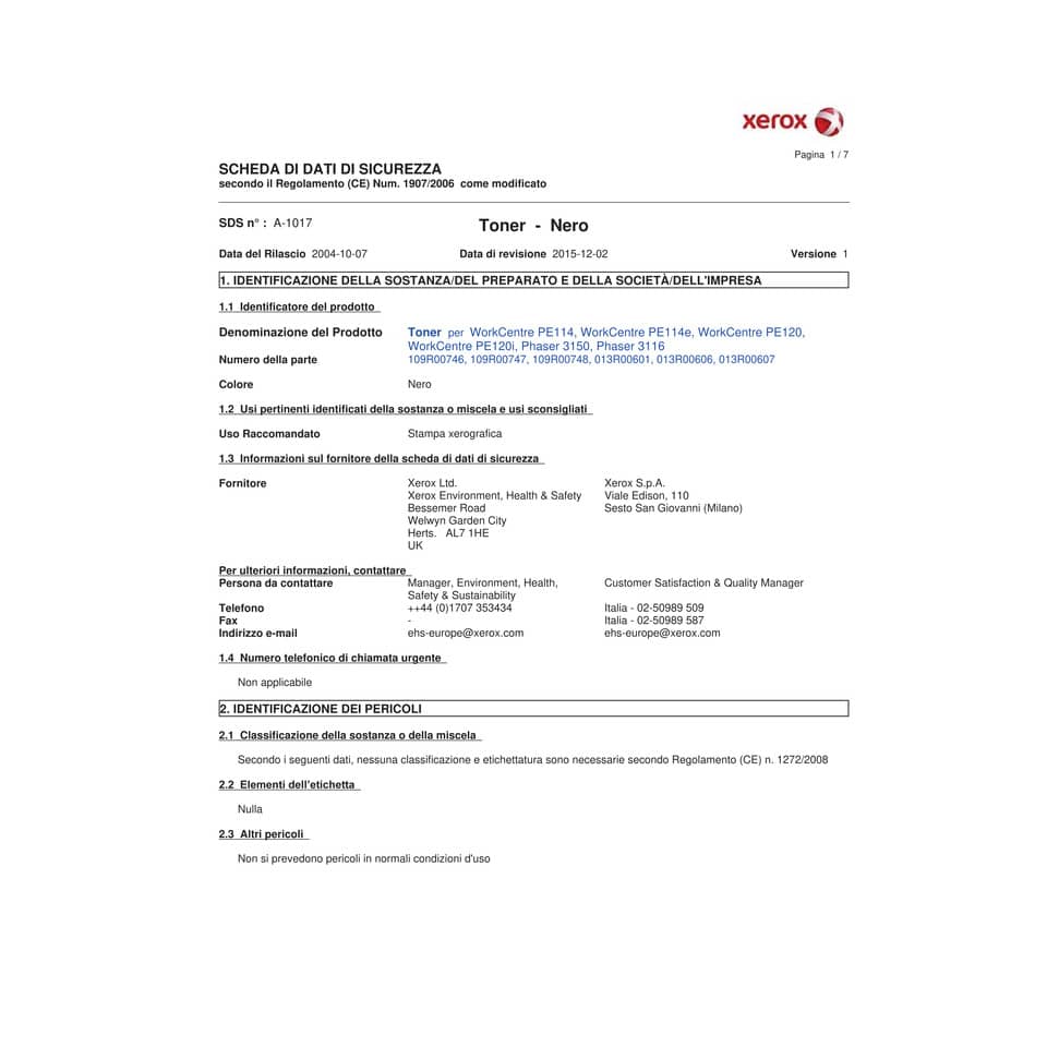 Toner alta capacità Xerox nero  109R00747