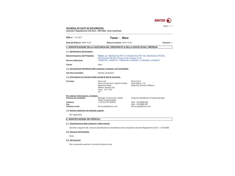 Toner alta capacità Xerox nero  109R00747